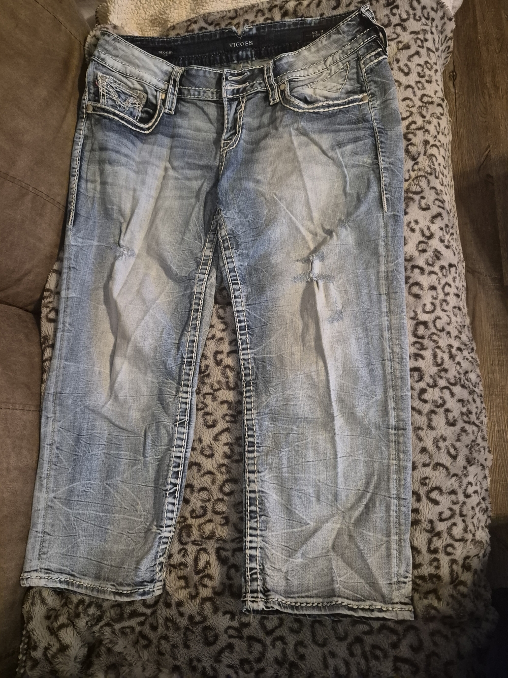 Vigoss Light Blue Cropped Women's Jeans - Distressed Ankle
